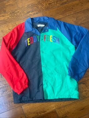 Teddy Fresh Red, Black, Teal & Blue Colorblock Coach Jacket